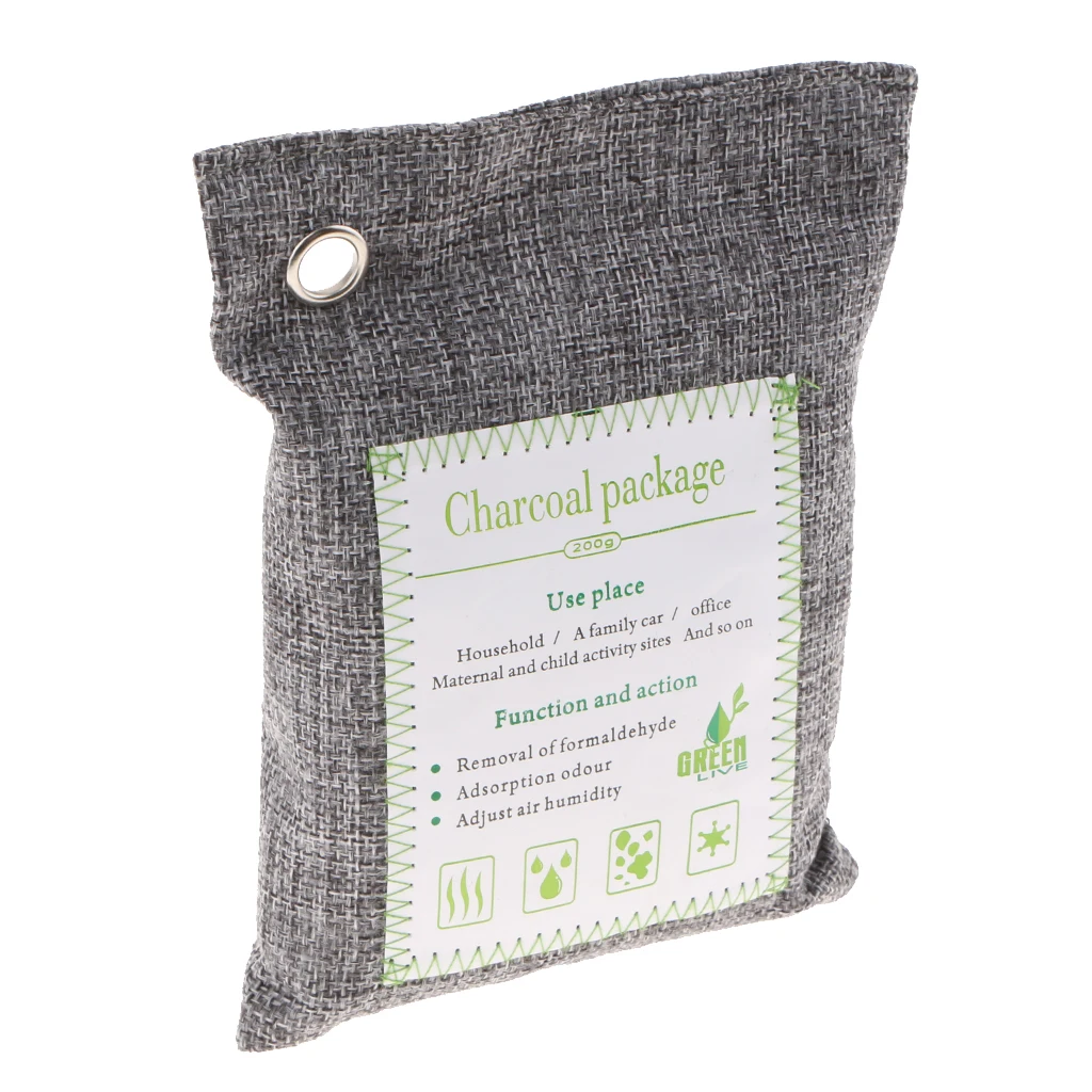 Bamboo Charcoal Natural Air Purifying Freshe Bag Odor Eliminator Gray