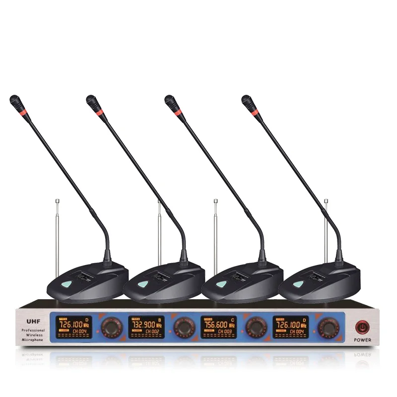 

Professional wireless VHF microphone system 4 conference microphone church school performance microphone wireless