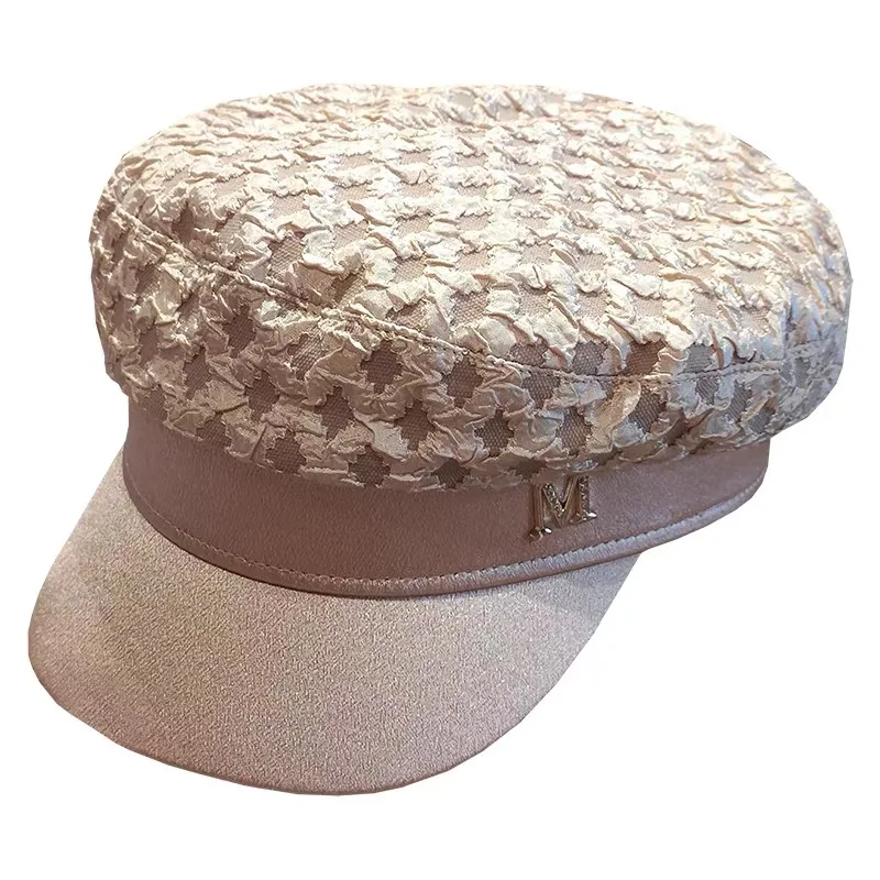 Basco plissettato blu navy da donna berretto con strass elegante_voghion.com