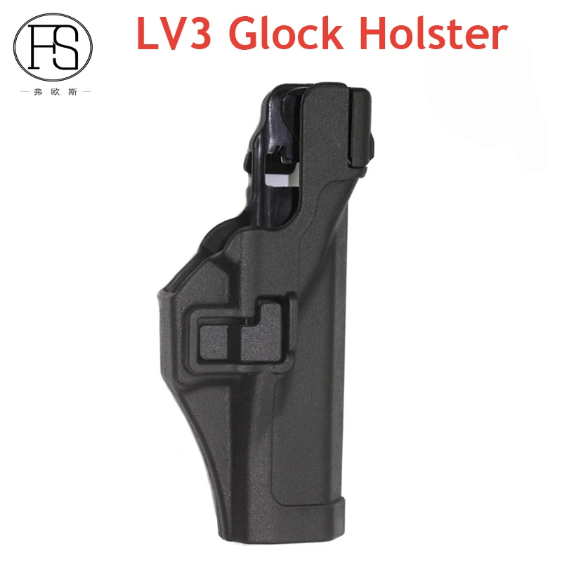 LV3 Series Quick Drop Glock Gun Belt Holster Right Hand Military Gun Holster for Glock 17 18 19 22 23 32 Waist Holster Black