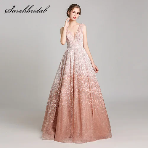 Vestido Longo, вечерние платья, длинное платье с бисером, атласное платье с открытой спиной, без рукавов, v-образный вырез, элегантные женские вечерние платья WT5550 - Цвет: Same as Photos