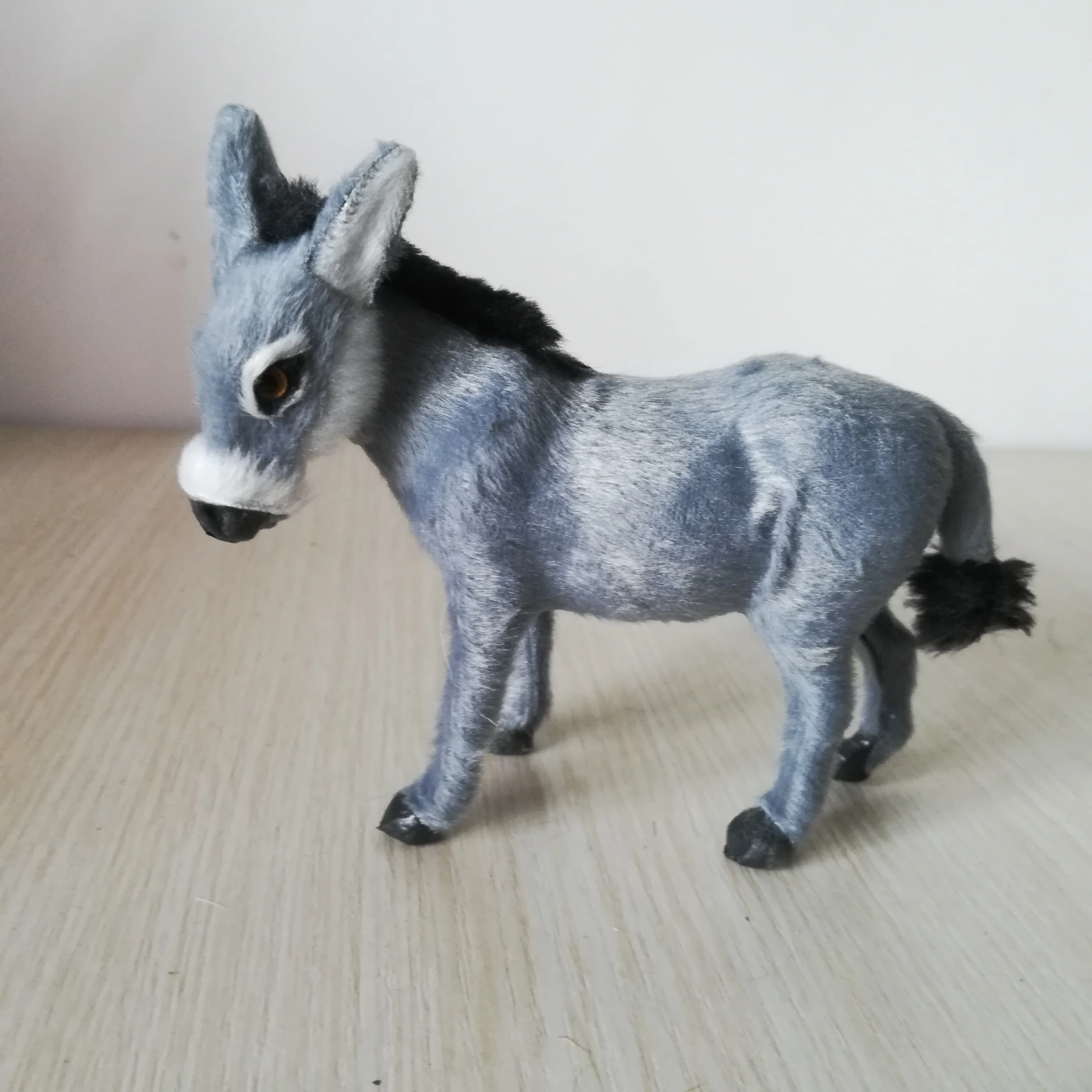 

Настоящая игрушка Серый Ослик, жесткая модель, пластиковый и меховой Ослик около 13x11 см, украшение для дома, игрушка, подарок на Рождество, w0881