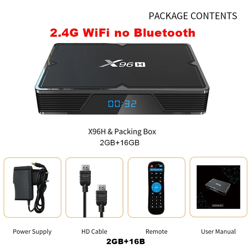 X96H двойной hdmi Android9.1 smart tv box ip tv box franch iptv 4800 канал Европа iptv 4 ГБ 32 ГБ 2.4F/5 г Wifi медиаплеер PK x96 - Цвет: 2GB16GB 2.4G WIFI