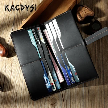 

Crazy Horse Cowhide Original Handmade Vintage Men's Clutch Purse Long Good Quality Male Day Clutches Card Holder Wallet Coin Bag