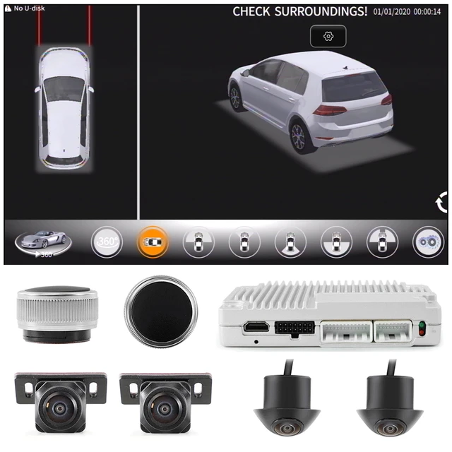 Carsanbo carro 4 câmera de 360 graus surround vista reversa estacionamento  câmera visão do pássaro panorâmica 2d sistema dvr hd 1080p câmera do carro  - AliExpress