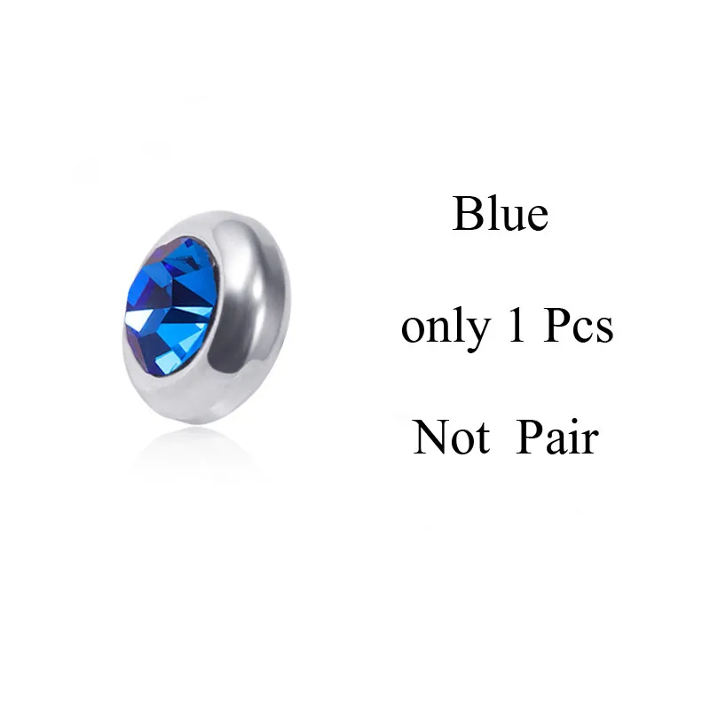 Магнитные серьги-гвоздики для похудения, серьги-гвоздики с кристаллами, разноцветные стразы, серьги на магните для мужчин и женщин, без проколов - Metal Color: Blue only one