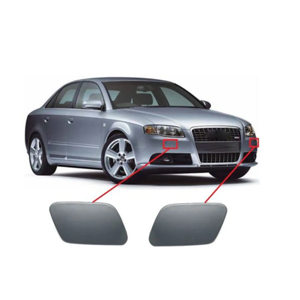 1 Pair Car Headlight Washer Nozzle Cover Cap Replacement Audi A4 B7 2005-2008 8E0955275E 8E0955276E headlight dust cover headlight cover headlight lens cover