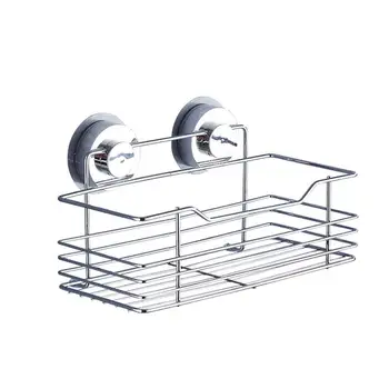 

Stainless Steel Storage Rack Suction Cup Type Shelf Wall Punch-free Traceless Storage Holder for Home Kitchen Bathroom Supplies