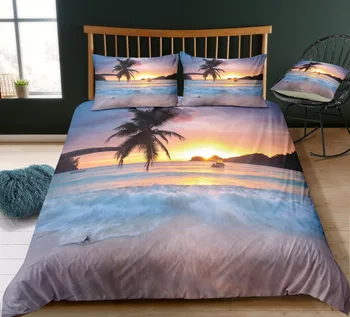 

BEST.WENSD Quality Super soft Beautiful scenery bedding Chinese Style Printed Nice Sea wave 100% Bamboo Fiber Duvet Cover Sets