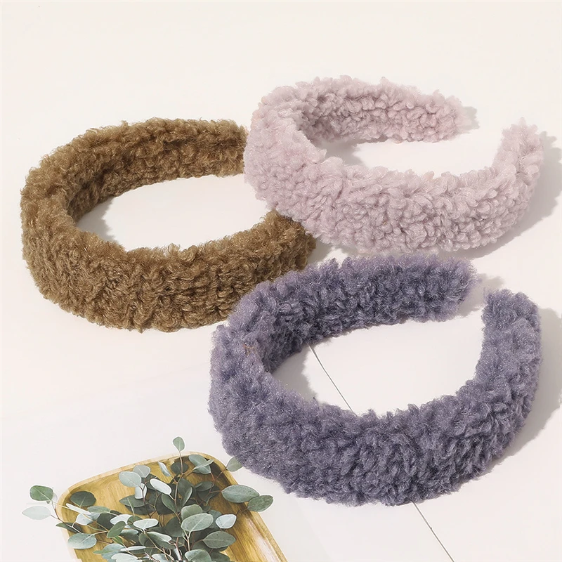 

Fashion Winter Candy Color Lambswool Plush Solid Hairband Headband Head Hoop Bezel For Girls Women Hair Accessories Headwear