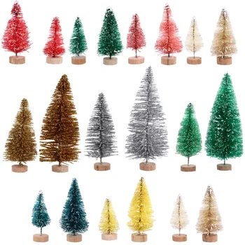

40pcs Mini Pine Trees Artificial Mini Trees with Wood Base for Christmas Decor