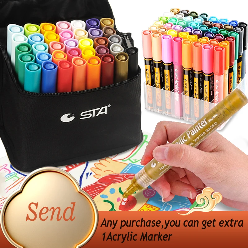 STA Acrylic Marker Pen Low Odor Waterproof Bright Fluorescent