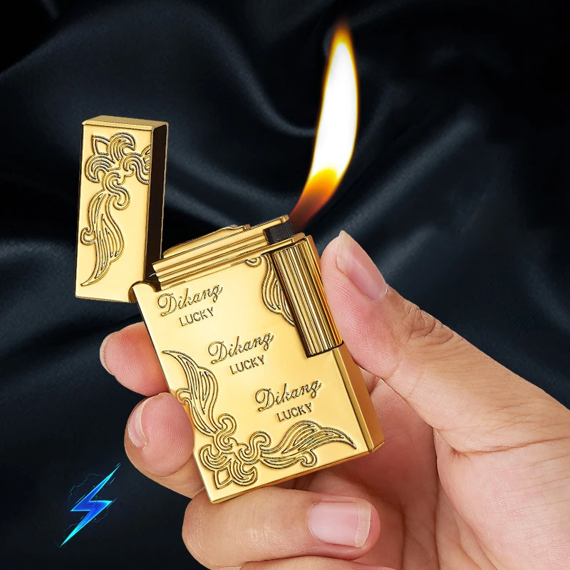 

High-end Gift Box Metal Gas Lighter Cigarette Lighter Sideslip Flint Fire 1300 C Butane Lighter Gadgets For Men