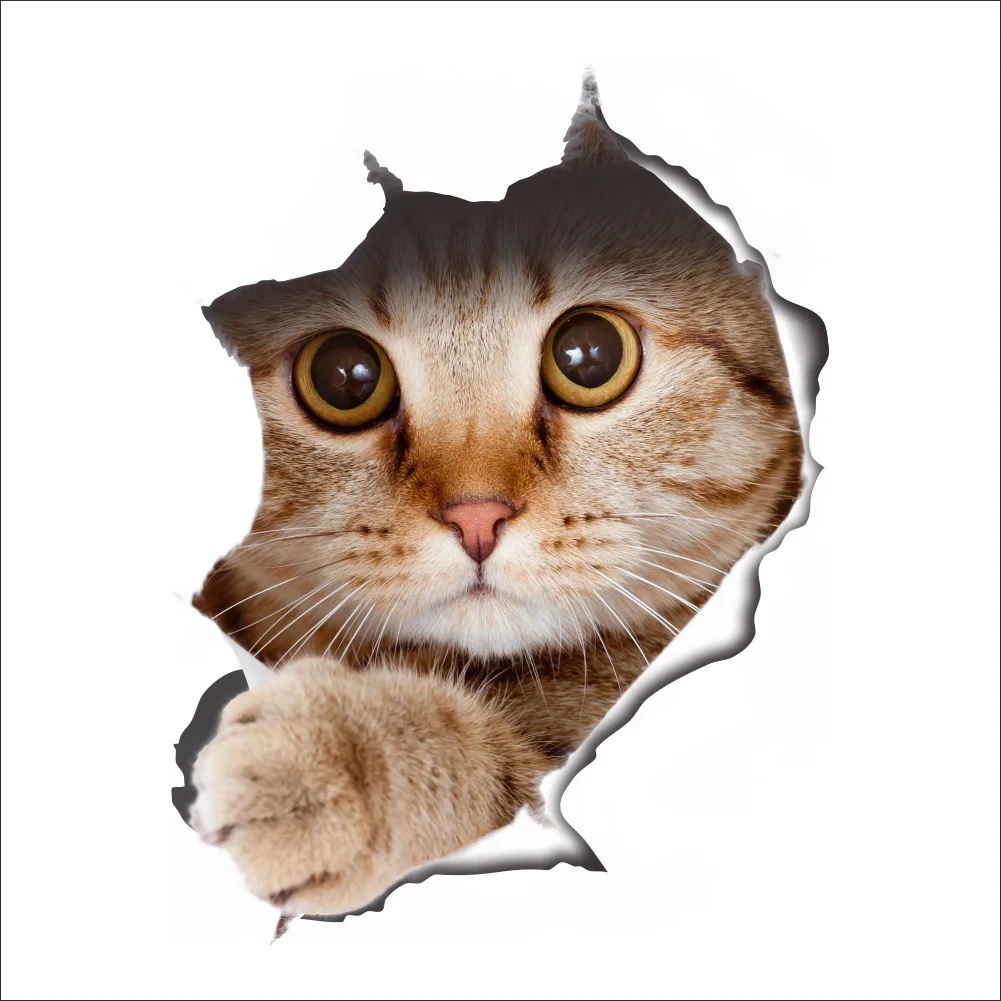 3D cat wall stickers for bathroom living room kitchen decoration broken stickers