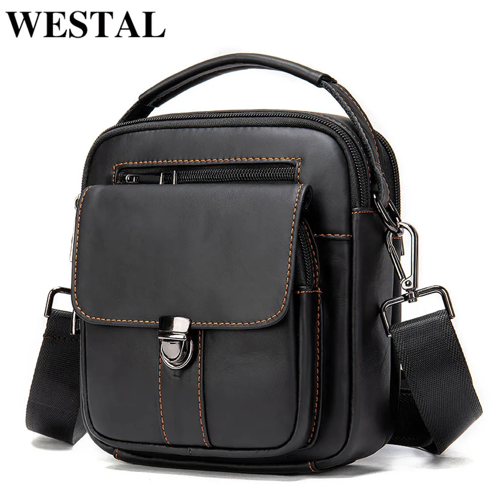 WESTAL Men's Genuine Leather Shoulder Bag for Male Brand Crossbody Men Designer Bags Messenger 7438 |