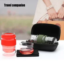 Путешествия Чай набор кунг фу чайный сервиз Чай горшок с Портативный чехол Стекло Чай чашки с Infuser для путешествий и дома, QP2