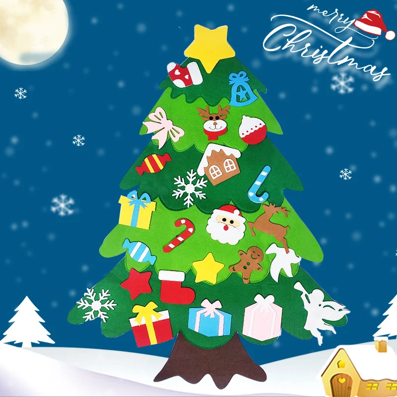 

DIY Felt Christmas Tree Kids Decoration Home New Year Gifts Christmas Ornaments Santa Claus Xmas Tree Kids Toys
