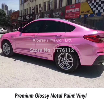 

Highest quality shell pink vinyl metallic wrapping film vinyl sticker gloss metallic car vinyl wrap low initial tack adhesive