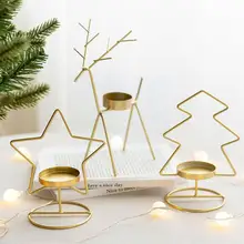 

Candle Holder Christmas Ornament Iron Art Candle Holder Art Iron Holder Golden Decoration Restaurant Containers Candle Cand L6K2