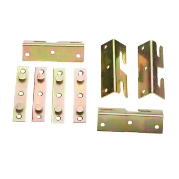 

4pcs Home Iron Fittings Connectors Furniture Wood Bed Brackets Joiners Hook Frame Replacement Rail Bracket Hardware Accessories