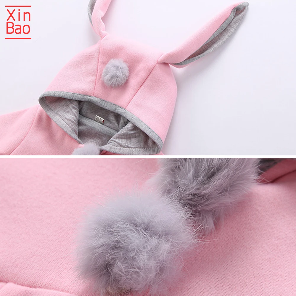 XINBAO/ г.; куртки для девочек с героями мультфильмов; новое пальто с длинными рукавами; худи с заячьими ушками; Повседневная Верхняя одежда; детская куртка; одежда для малышей; вязаная детская одежда