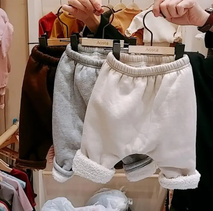 Korea style baby girls boys thicken pants autumn winter fashion kids pants 0-3t HH648