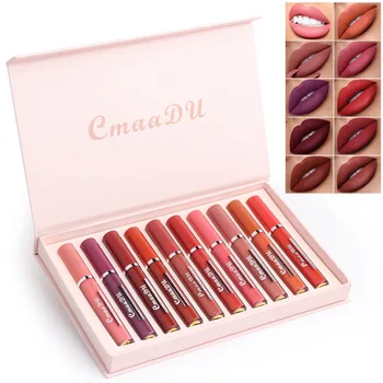 

1 Box Fog Surface Matte Lip Gloss Waterproof Lipstick Sexy Long Lasting Makeup Non-Stick Cup Lip For Girl's Gift Pack TSLM2