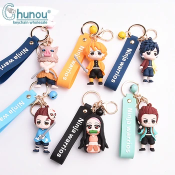 

2020 New Anime Demon Slayer Keychains Brinco Blade Of Ghost Key Chain ring Choker Kamado Tanjirou Same Jewelry Fans brelok Gift