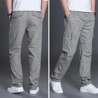 Plus Size 7XL Cargo Pants Men Outwear Multi Pocket Casual Cotton Straight Slacks Pants Military Trousers Overalls Zipper Pants 2