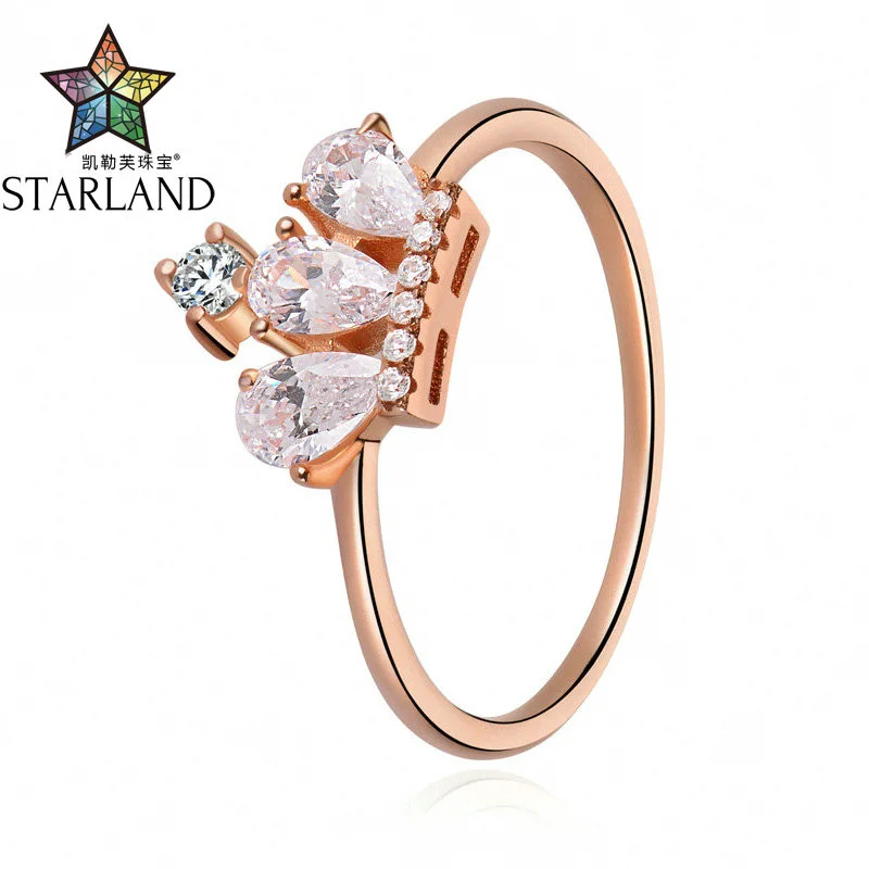 Starland Твердые 925 пробы серебряные подарки на день Святого Валентина Принцесса Корона Кольца для женщин дамы обручальное кольцо Роскошные ювелирные изделия