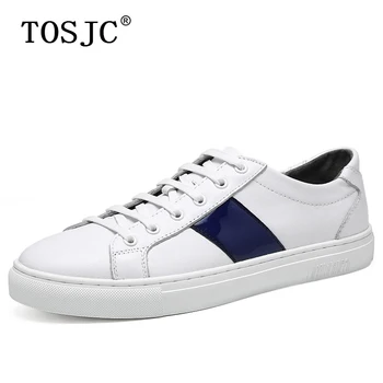 

TOSJC Brand Men Casual Shoes High Quality Lace-up Skateboarding Shoes Genuine Leather Sneakers Outdoor Lightweight Walk Shoes