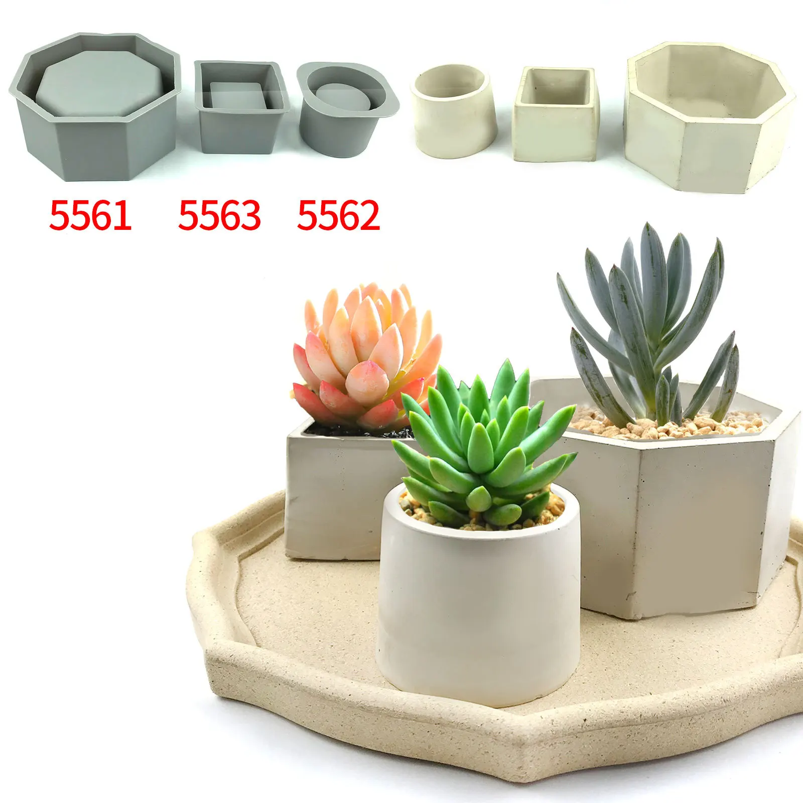 Moule silicone pot 11cm déco coeur pot de fleur cactus succulent pour
