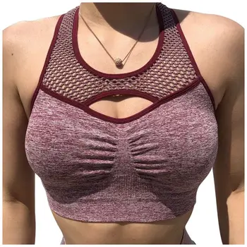 

NORMOV Workout Women Bras Summer Strapless Mesh Patchwork Hollow Out Spandex Underwear Fitness Femme Bras