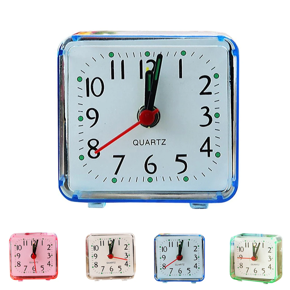 Square Small Bed Alarm Clock Transparent Case Compact Travel Cute Portable Children Student Table Desk | Дом и сад