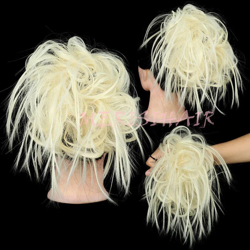 MERISI волосы грязные булочки взъерошенные волосы эластичная лента шиньон волосы кудрявые резинки Updo покрытие синтетические волосы для женщин
