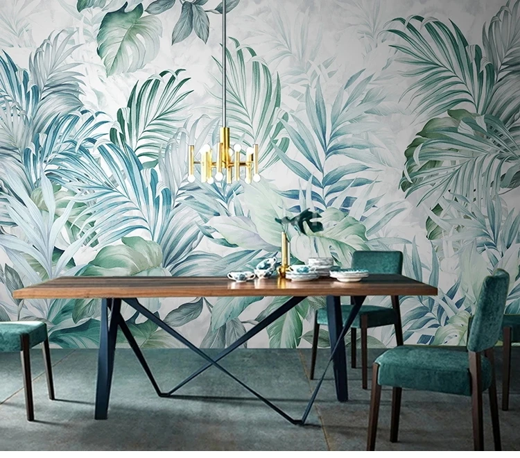 papel de parede com foto personalizada papéis de parede grandes com folhas plantas tropicais em aquarela para sala de plano de fundo de decoração de parede