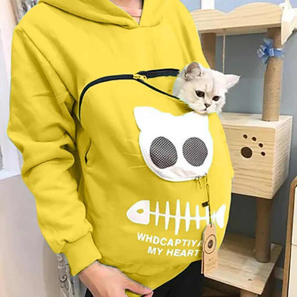 2019 winter women hooded sweatshirts Women’s Sweatshirt Animal Pouch Hood Tops Carry Cat Breathable