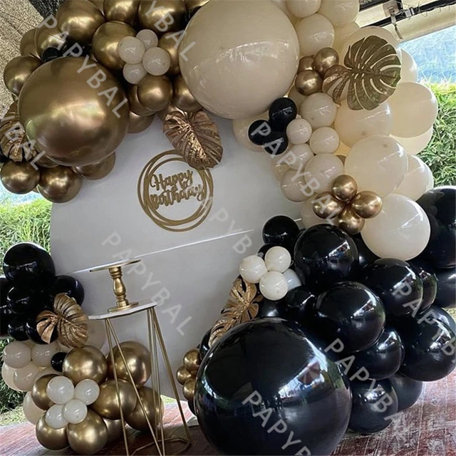 Ballons en or noir avec rideau de guirxiété dorée, guirxiété pour mariage,  fournitures de fête d'anniversaire, décorations - AliExpress