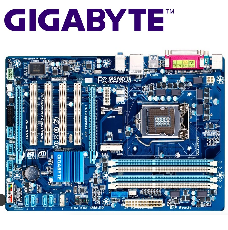 LGA 1155 для Intel DDR3 Gigabyte GA P75 D3 оригинальная материнская плата USB2.0 USB3.0 SATA3 32 Гб B75 22 нм