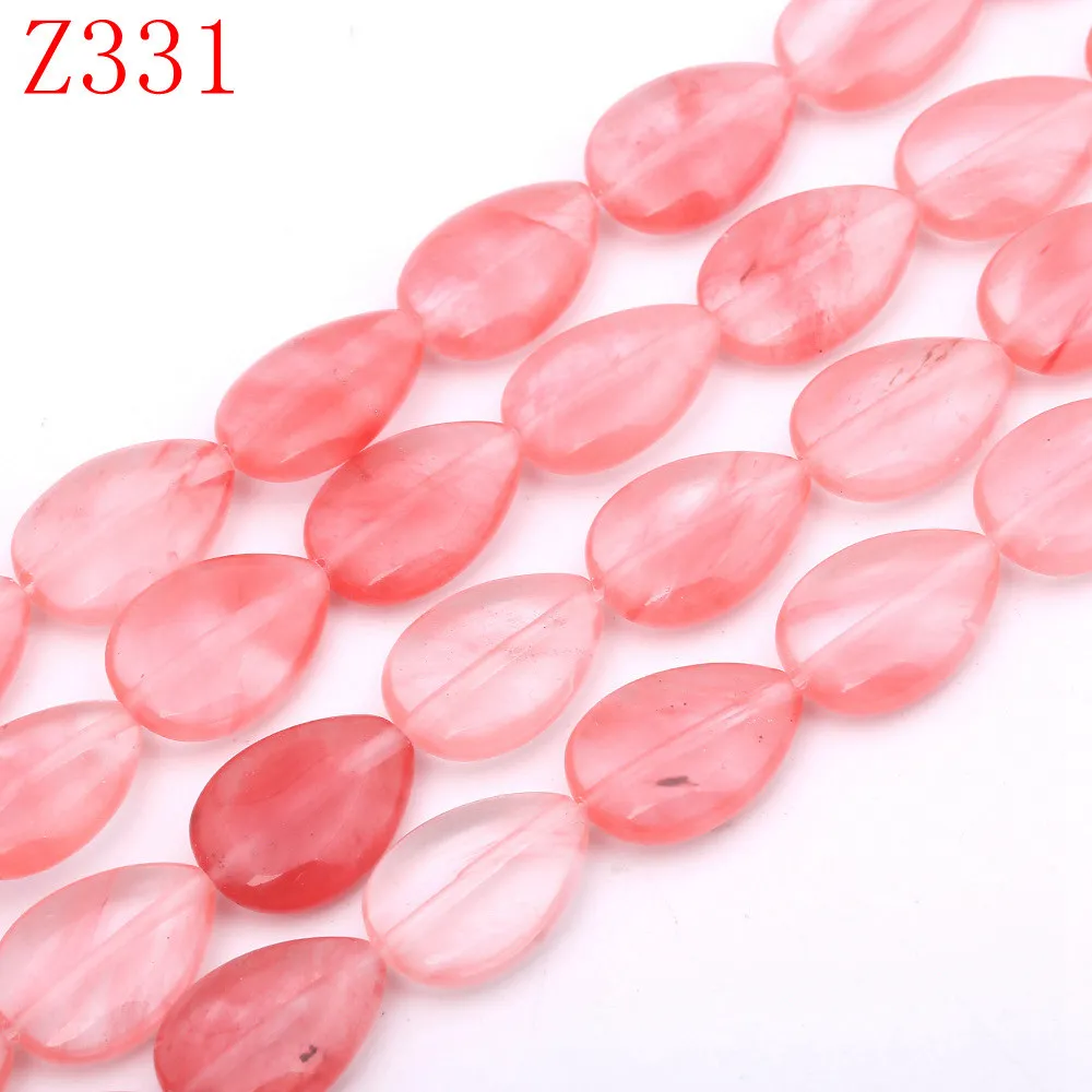 Cherry quartz Yumten Груша Форма Бусины с тигровым глазом 13 мм* 18 шарики Подвеска из розового золота Малахит Аквамарин Аметист DIY ювелирные изделия ожерелье из бисера натуральные камни бисер для бисероплетения - Цвет: Cherry quartz