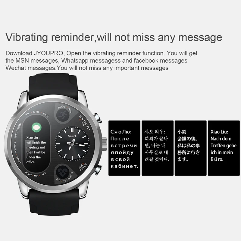 T3 Pro Смарт-часы для мужчин Dual Time IP68 водонепроницаемый монитор сердечного ритма Bluetooth фитнес-трекер Браслет сообщение Push Smartwach