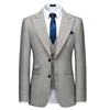 Plyesxale Gray Plaid Suits For Men High Quality Three Piece Mens Wedding Suits Prom Party Dress Dinner Christmas Suit Male Q1117 ► Photo 2/6