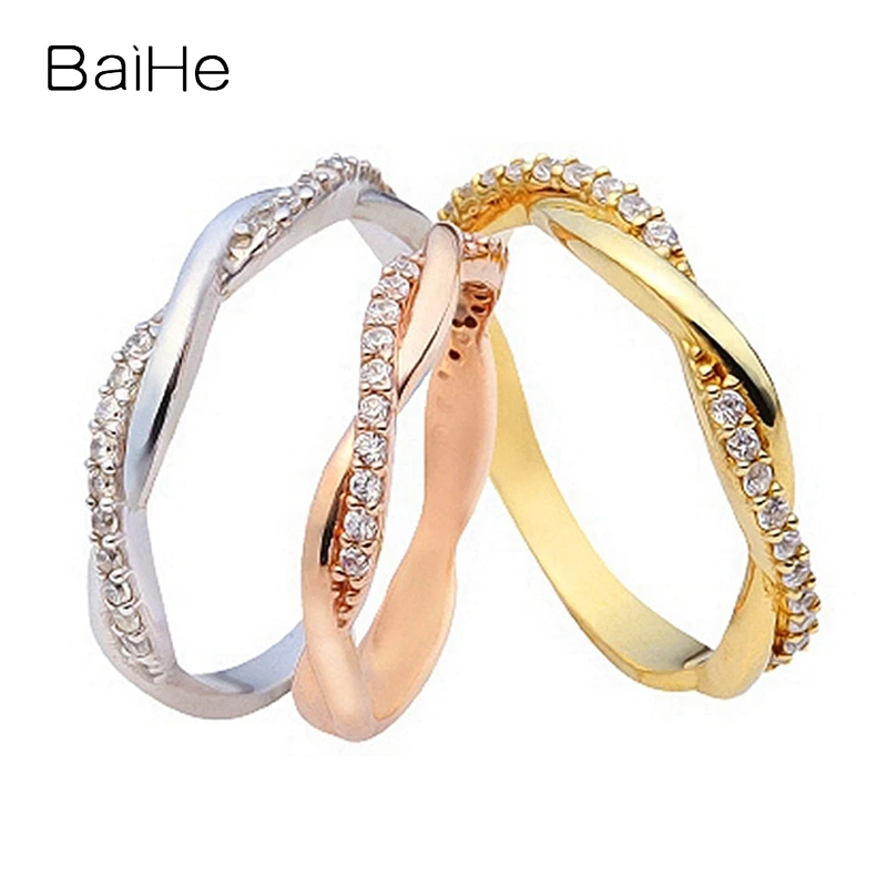 

Кольцо BAIHE из натурального бриллианта для вечерние и женщин, изящное вечернее Ювелирное Украшение из белого, желтого или розового золота 14 к