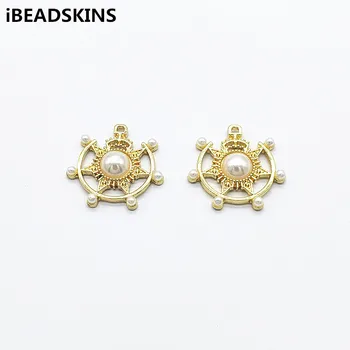 

New arrival! 24x25mm 50pcs Imitation Pearl Round charm for Hand Made Earrings DIY parts,Jewelry making Findings & Components