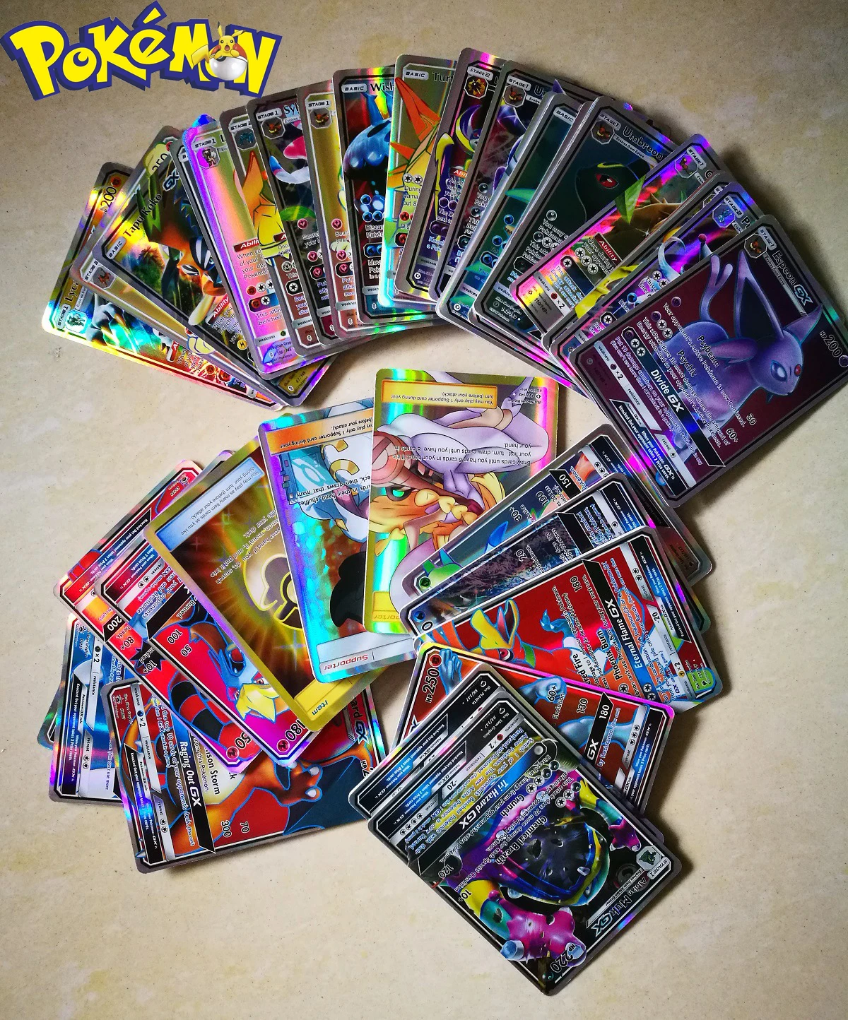 2020 nouveaux modèles en 120 pièces Pokemon GX formateur Pokemons carte Version anglaise cartes Flash seulement 5 jeux