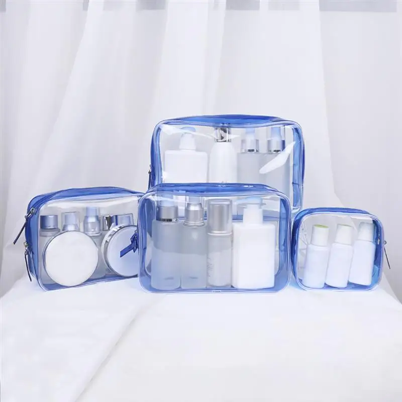 4 шт. водонепроницаемая ПВХ прозрачная сумка для макияжа прозрачная брызгозащищенная портативная косметичка сумка для туалетных