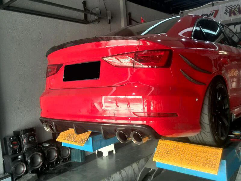 Для Audi S3 RS3 Sline Sedan углеродное волокно комплект задней части кузова бампер диффузор авто модифицированные аксессуары не A3 стандарт