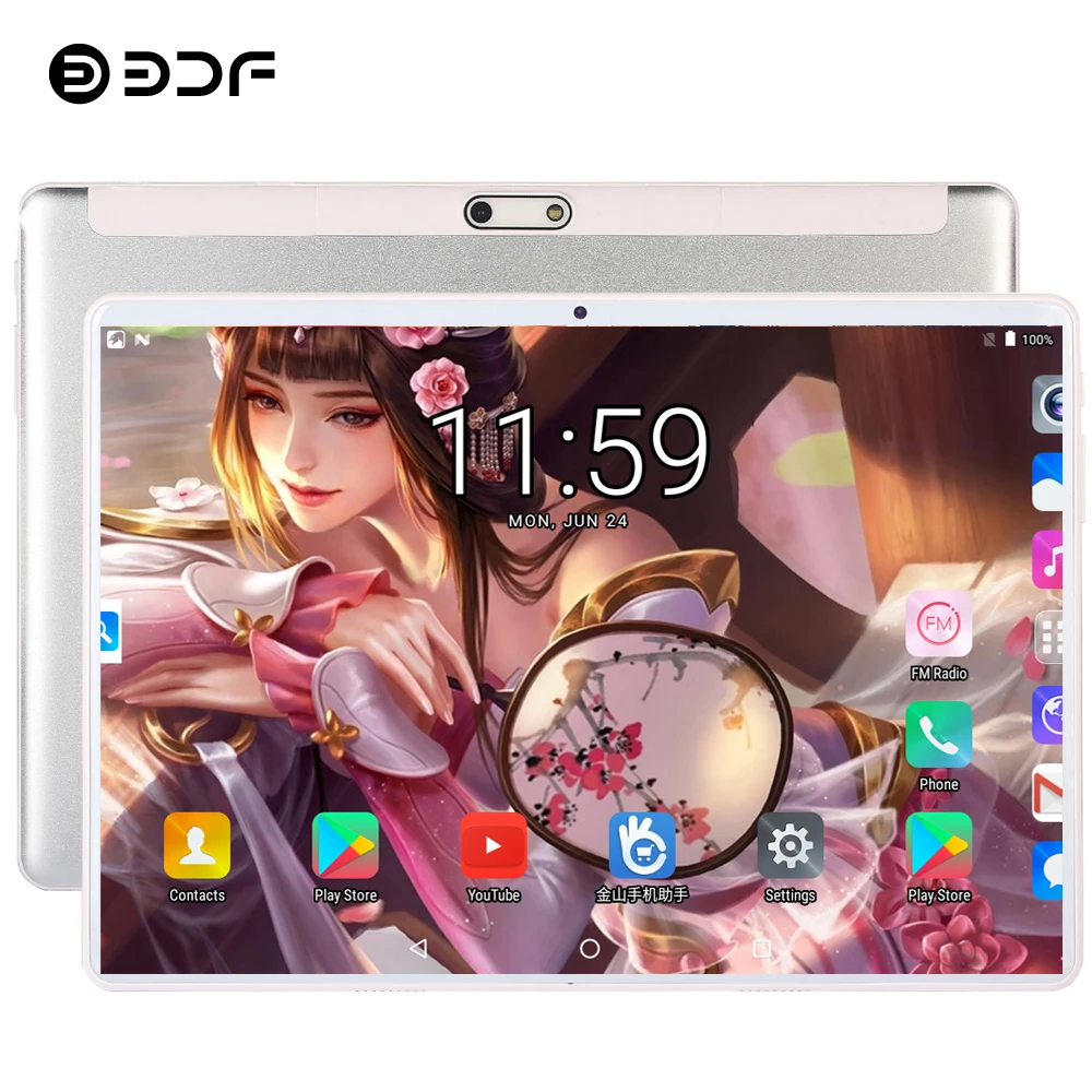 BDF 10 дюймов для Android 9,0 металлический планшетный ПК 8 ГБ+ 128 ГБ десять-ядерный планшет 5.0MP камера 1280*800 ips Dual SIM 3g/4G LTE телефон фаблет