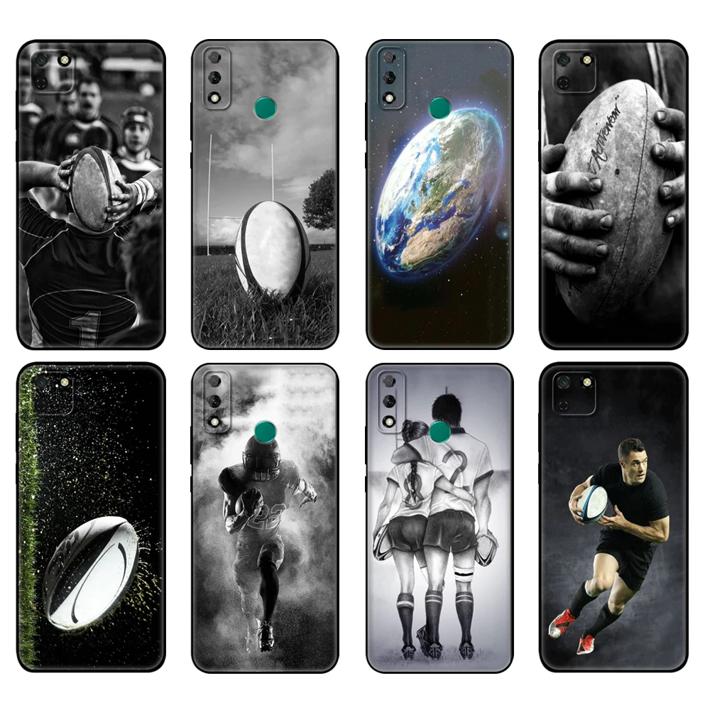 Custodia In Tpu Nera Per Huawei Y9S Y6S Y8S Y5P Y7P Y8P Custodia Per Huawei Y5 Lite Prime 2018 Y6 2019 Cover Rugby Ball Sport