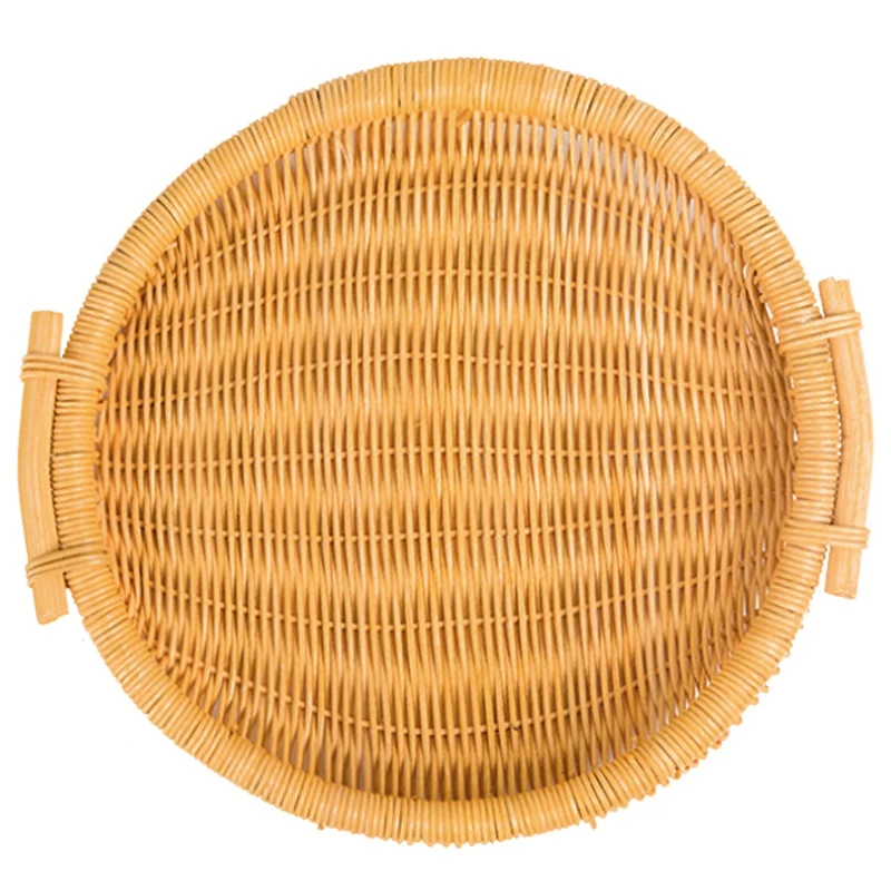 Woven Bread Roll Basket Food Desktop Service Basket Fruit Basket Bread Tray Rattan And Wicker Basket Desktop / Storage / Picni